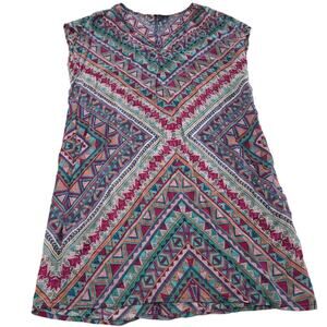 Tolani‎ Dress Womens Small Geometric Boho Short Sleeve India Shift Mini